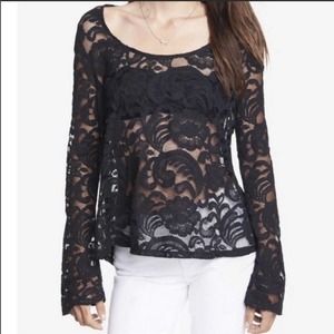 EXPRESS 🖤 WOMENS BLACK LACE TOP
WITH BELL SLEEVES